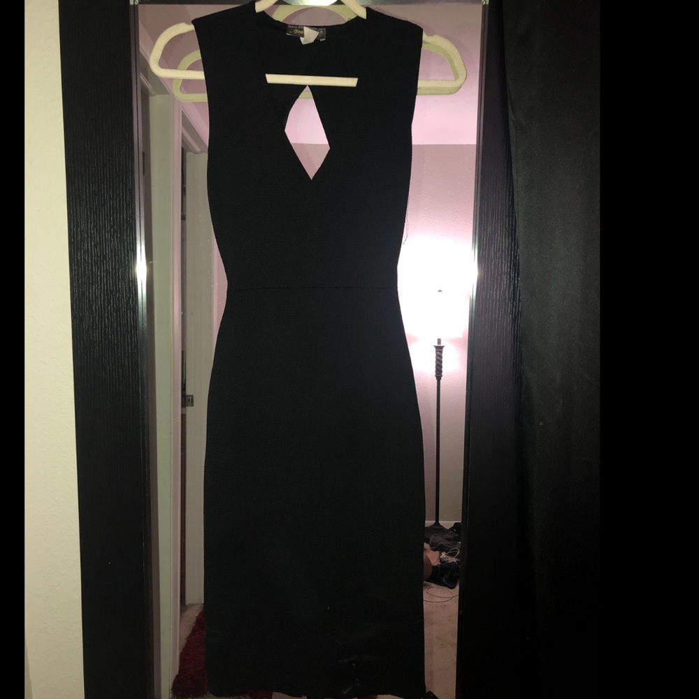 Black open back dress